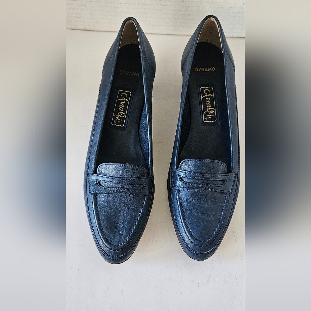 Amalfi Dynamo Womens Italian Leather Heeled Loafer Size 8N - Picture 7 of 9